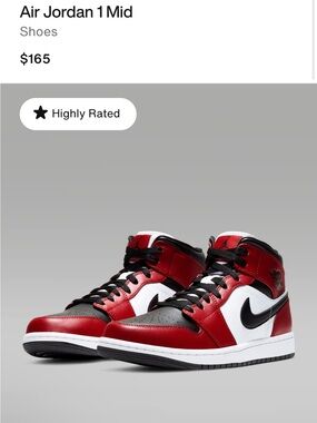 Jordan Air Jordan 1 Mid Red White Black Men or Women’s Sneakers
